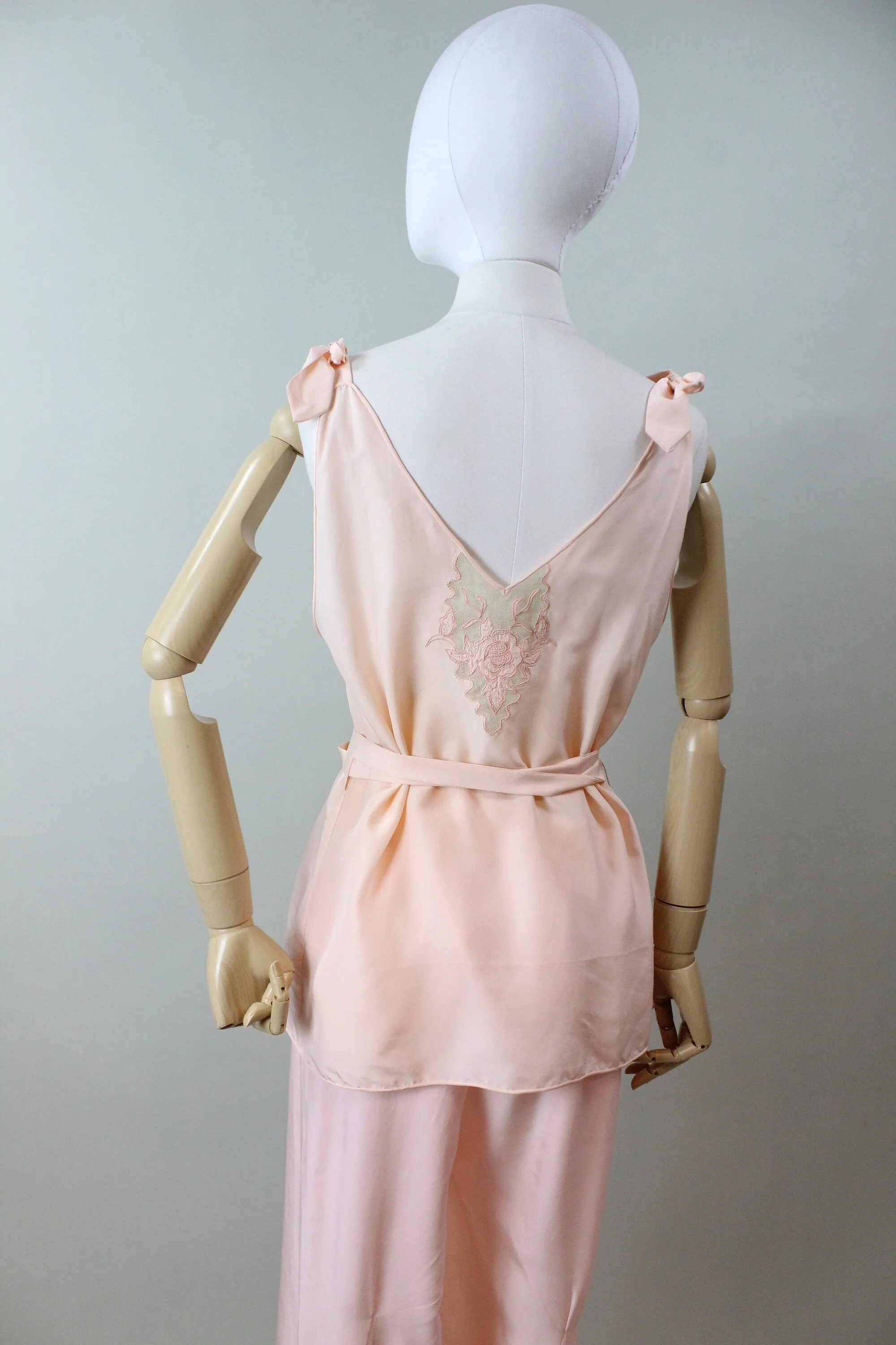 1930s TIE TOP wide leg pajamas PANTS top medium | new winter