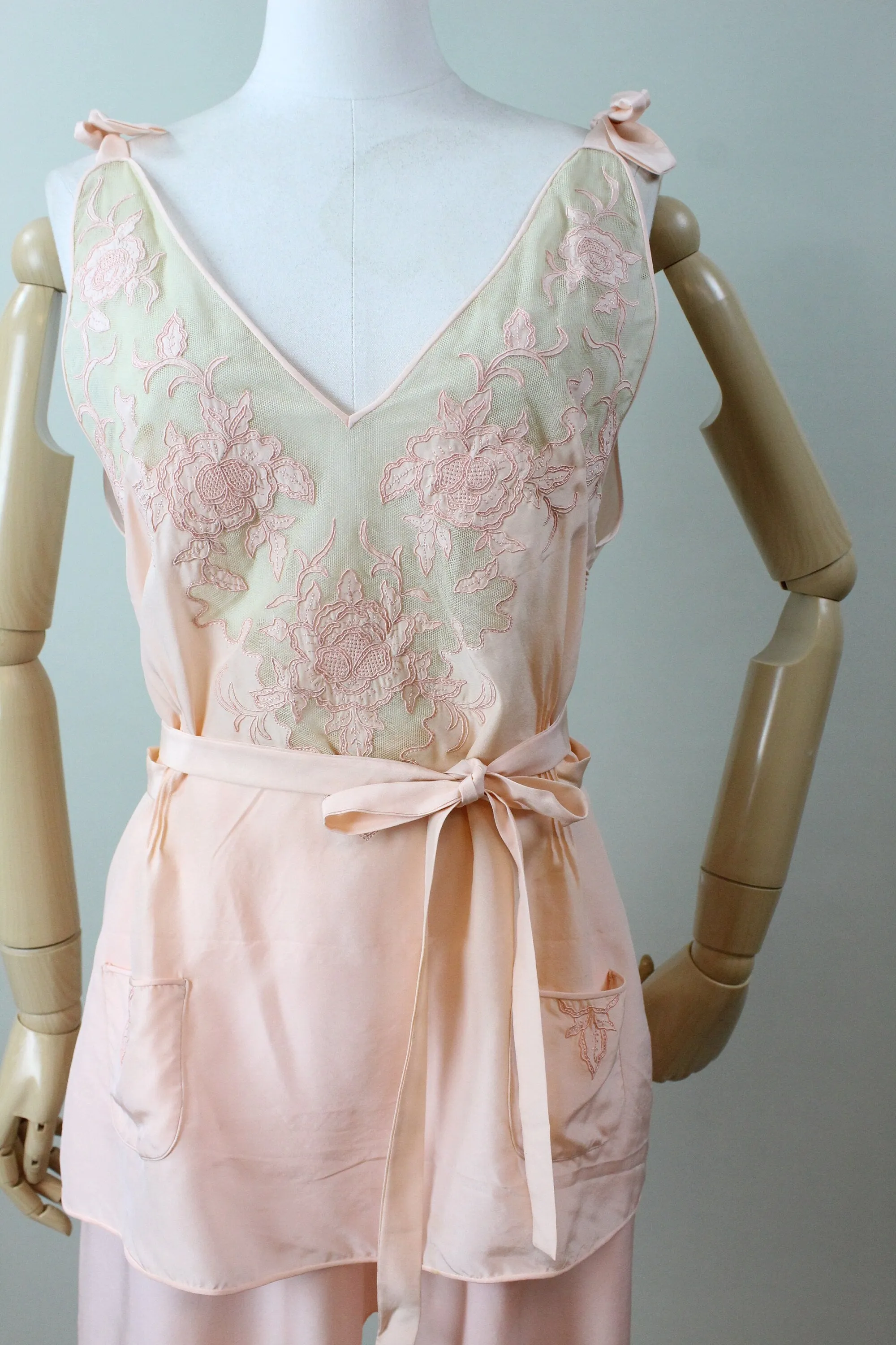 1930s TIE TOP wide leg pajamas PANTS top medium | new winter