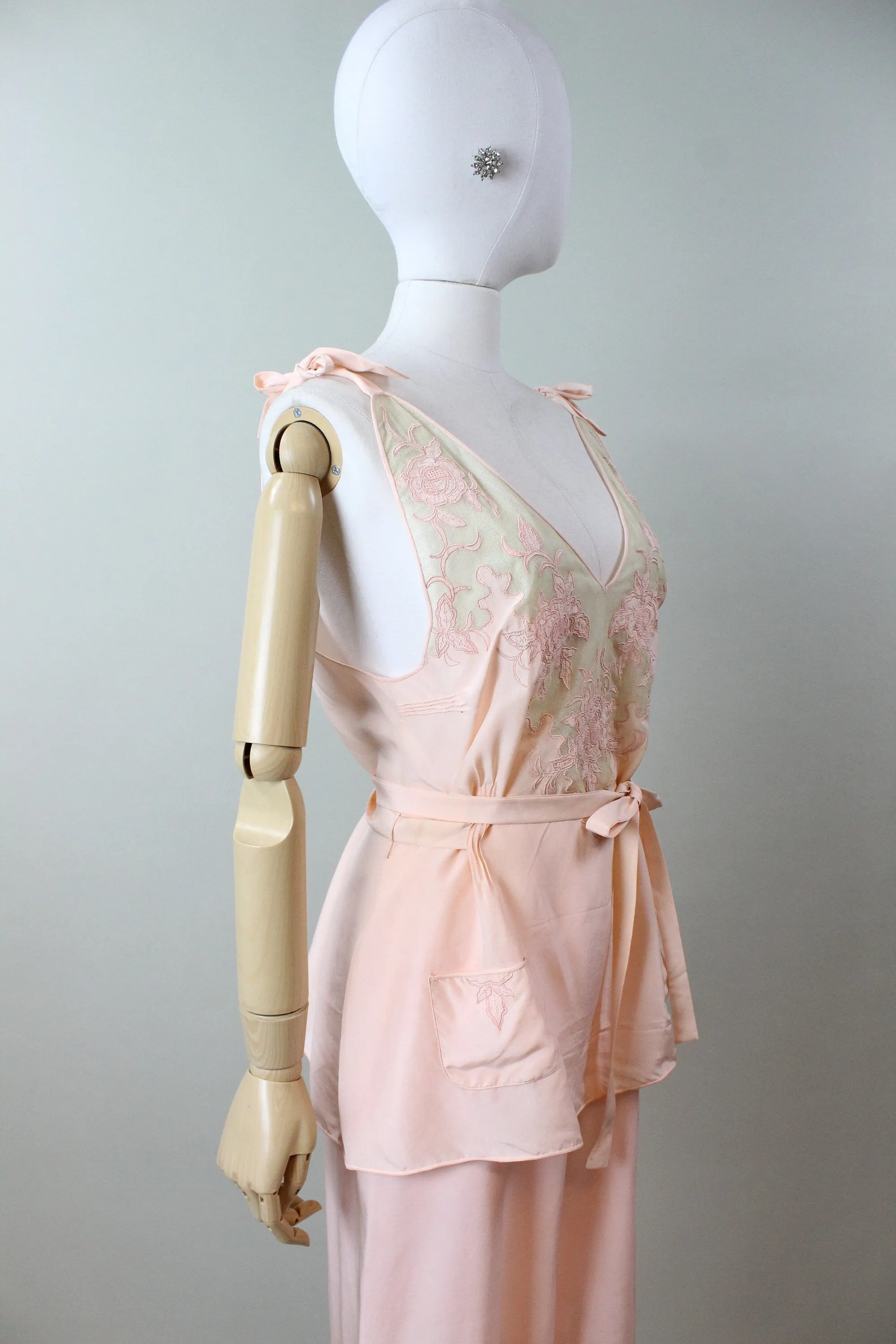 1930s TIE TOP wide leg pajamas PANTS top medium | new winter