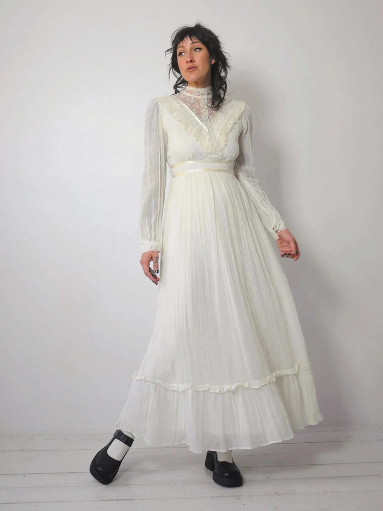 1970's Gunne Sax Ivory Dress