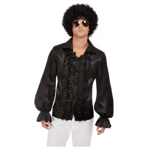 60s Ruffled Shirt - Black