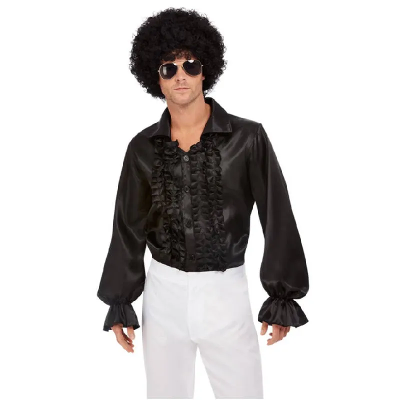 60s Ruffled Shirt - Black