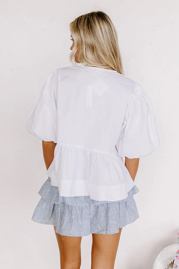 A Little Bit Flirty Front Tie Top in White