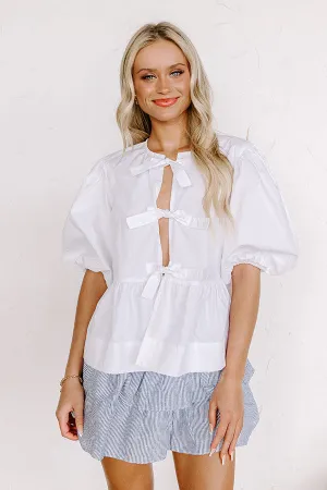 A Little Bit Flirty Front Tie Top in White