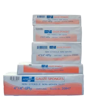 Adi Medical Non-Woven Gauze Sponge Gauze Sponge Nonwoven 2X2 4Plyns 200/Bx 25Bx/Cs