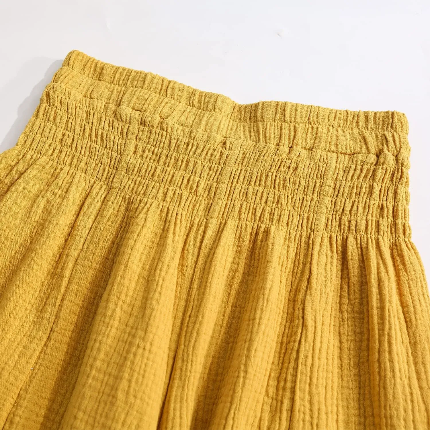 Amazhiyu Women's Cotton Gauze Wide Leg High-Waist Casual Palazzo Summer Pants