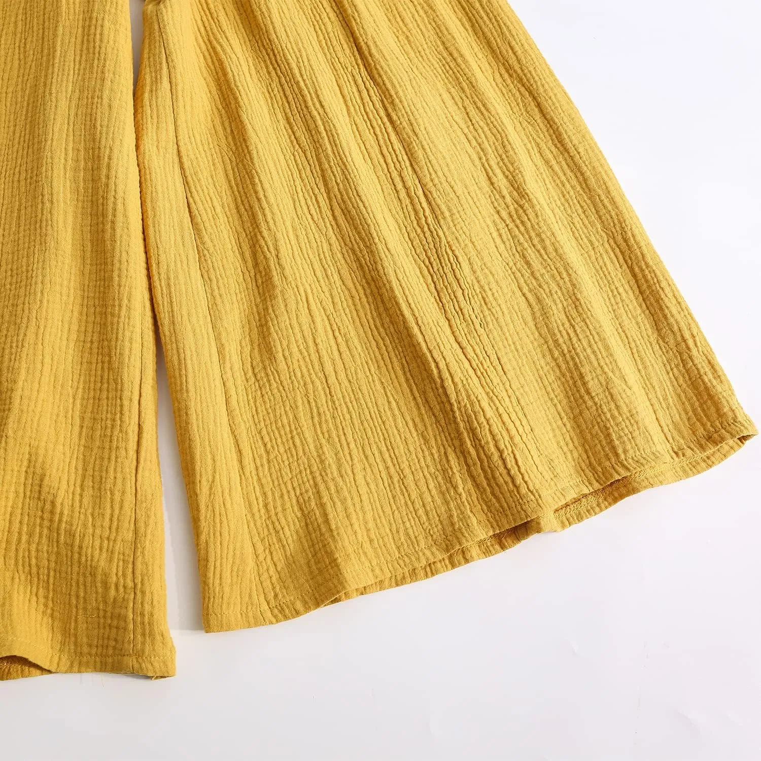 Amazhiyu Women's Cotton Gauze Wide Leg High-Waist Casual Palazzo Summer Pants