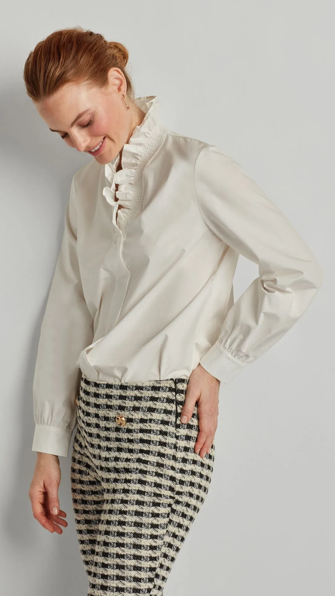 AMELIA RUFFLE NECK SHIRT