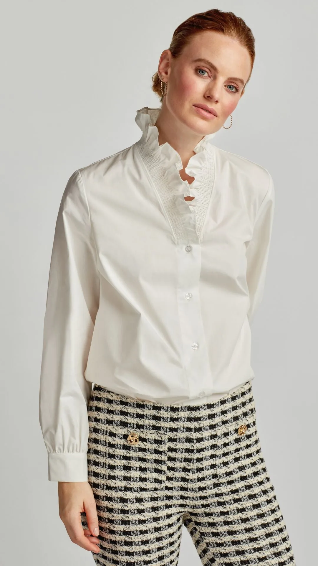 AMELIA RUFFLE NECK SHIRT
