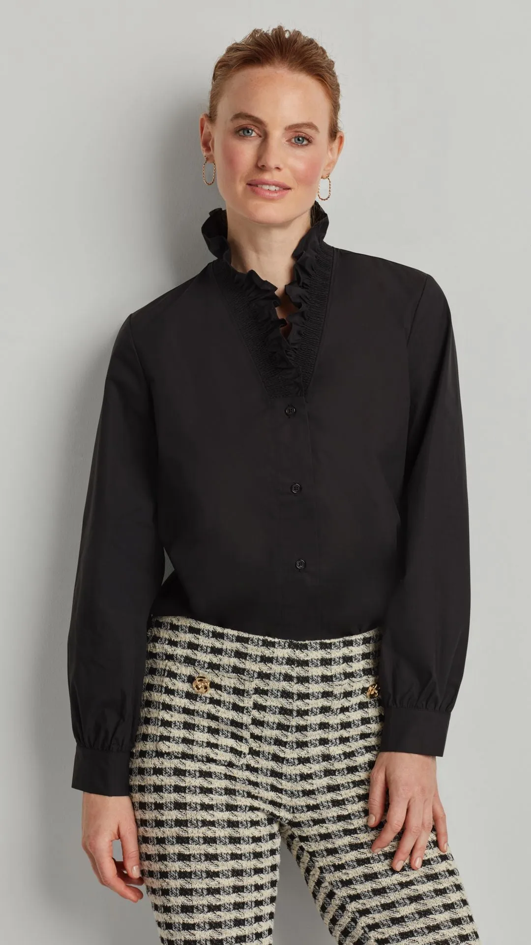AMELIA RUFFLE NECK SHIRT