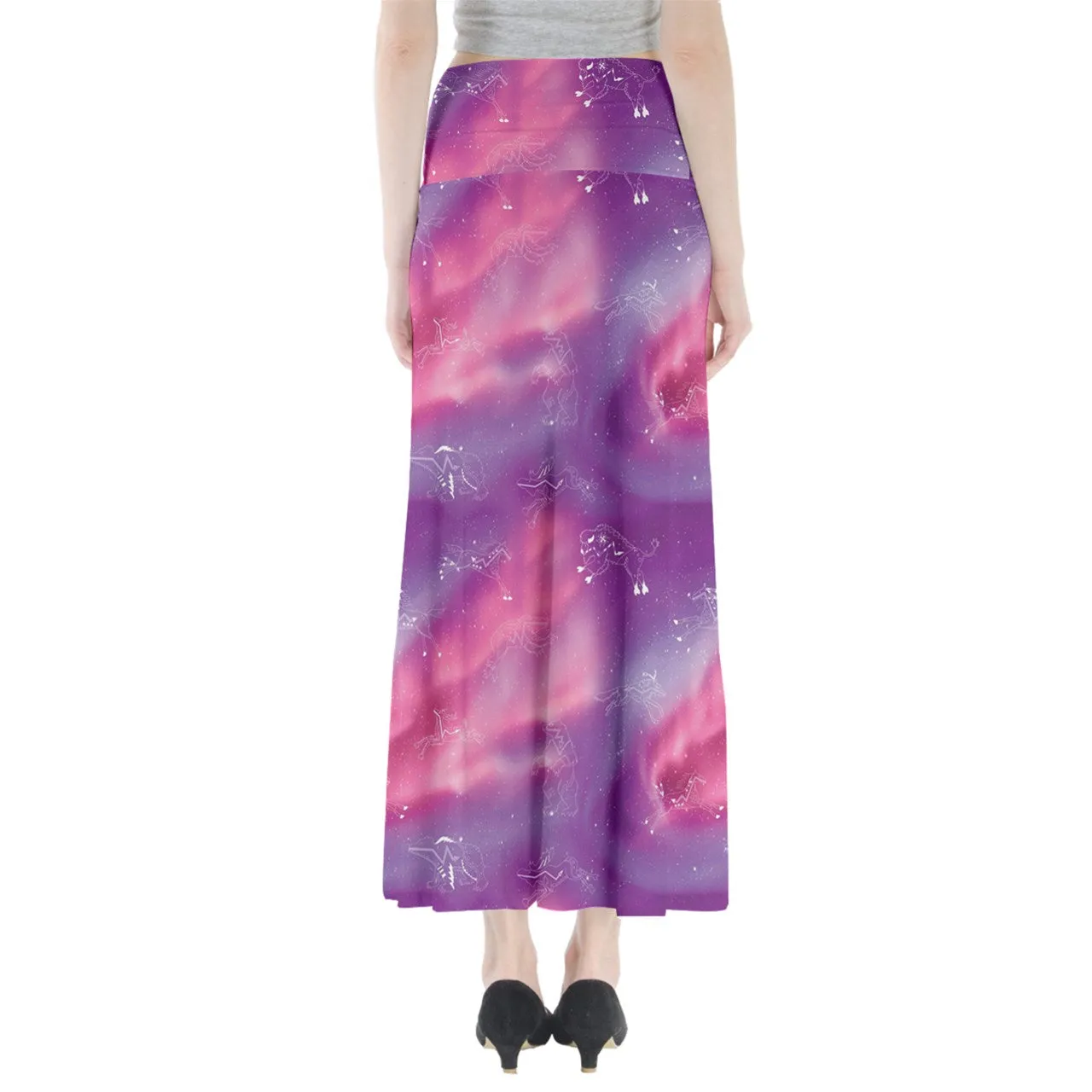 Animal Ancestors 7 Aurora Gases Pink and Purple Full Length Maxi Skirt