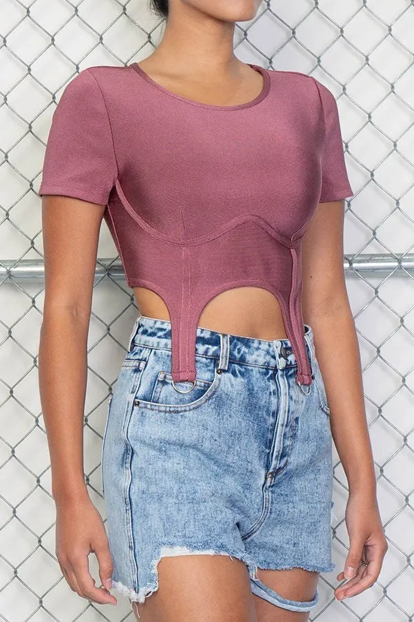 Asymmetrical Bandage Crop Top With Buckle