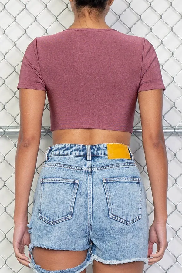 Asymmetrical Bandage Crop Top With Buckle
