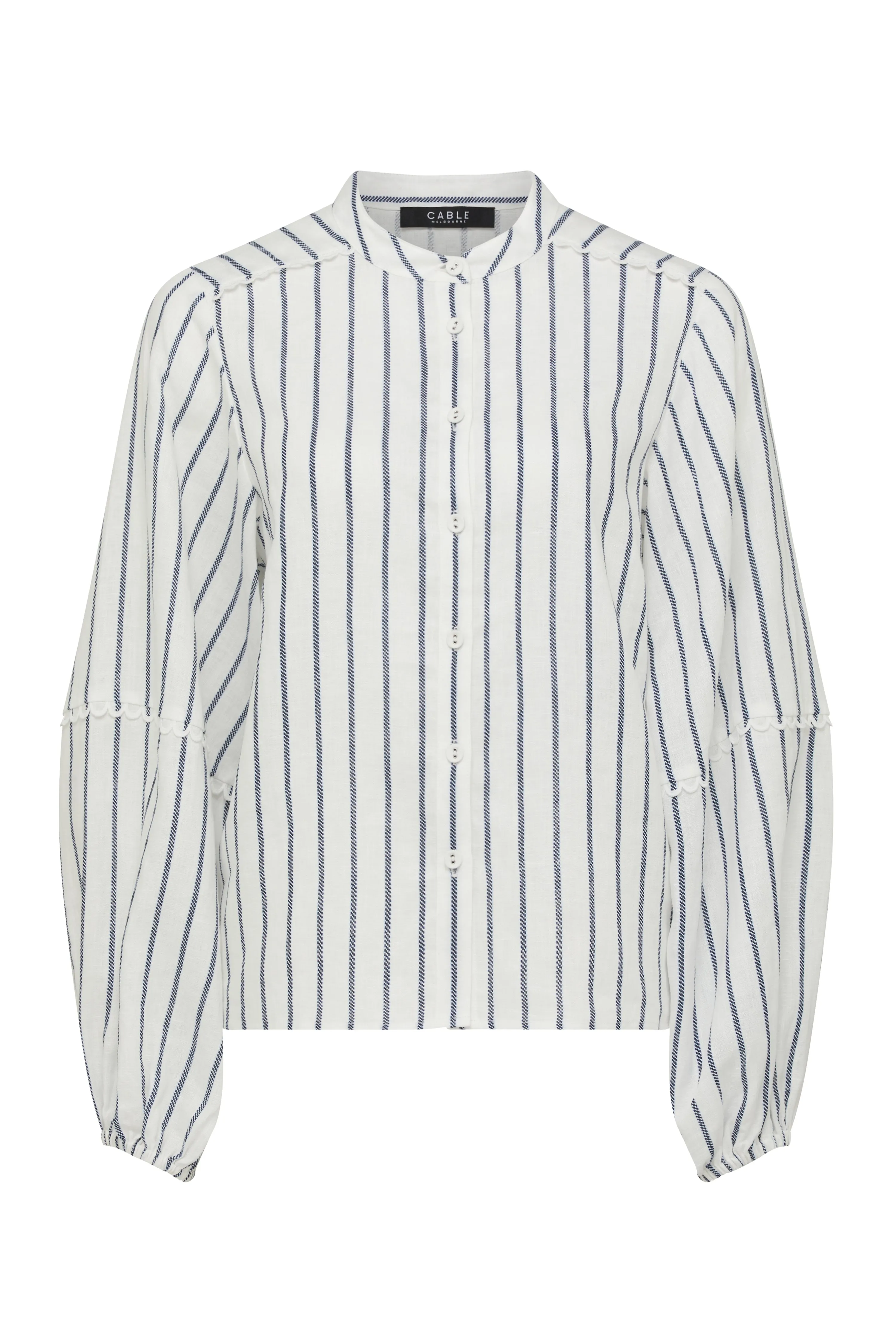 Avondale Linen Blouse - Navy Stripe
