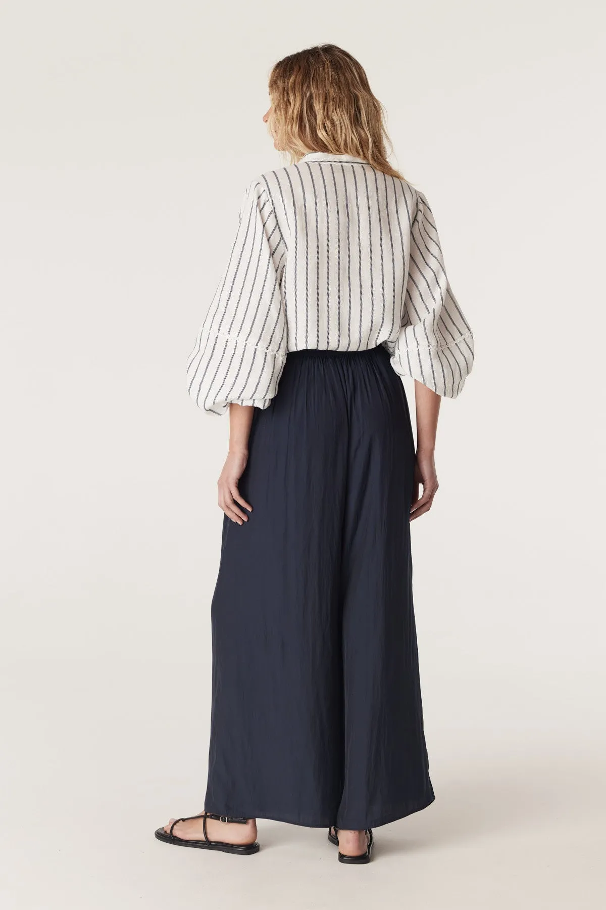 Avondale Linen Blouse - Navy Stripe