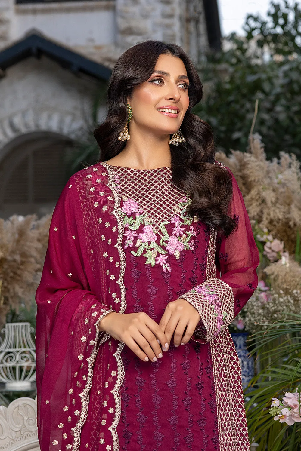 Azure Luxe Embroidered Festive Formal Collection – Carmine