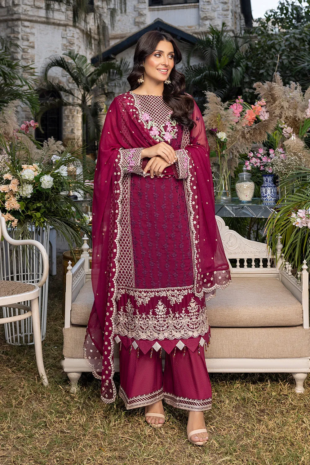 Azure Luxe Embroidered Festive Formal Collection – Carmine