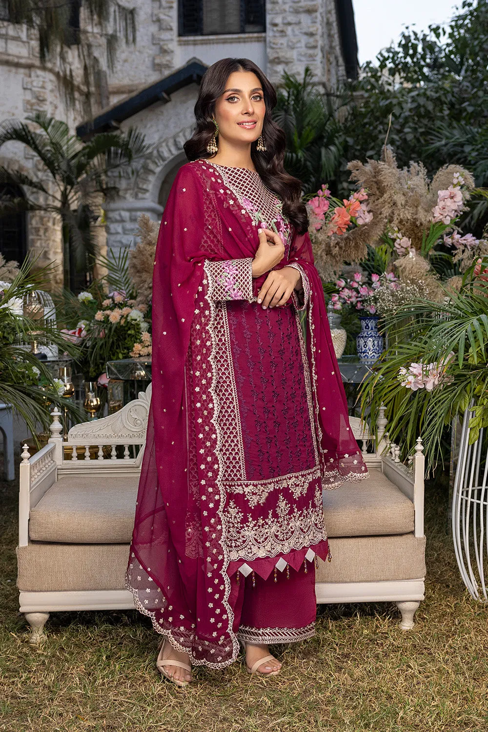 Azure Luxe Embroidered Festive Formal Collection – Carmine