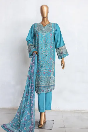 Bin Saeed Luxury Embroidered 3-Piece Stitched Cotton Collection 2024 - LF-1063 - Elegant Sea Green