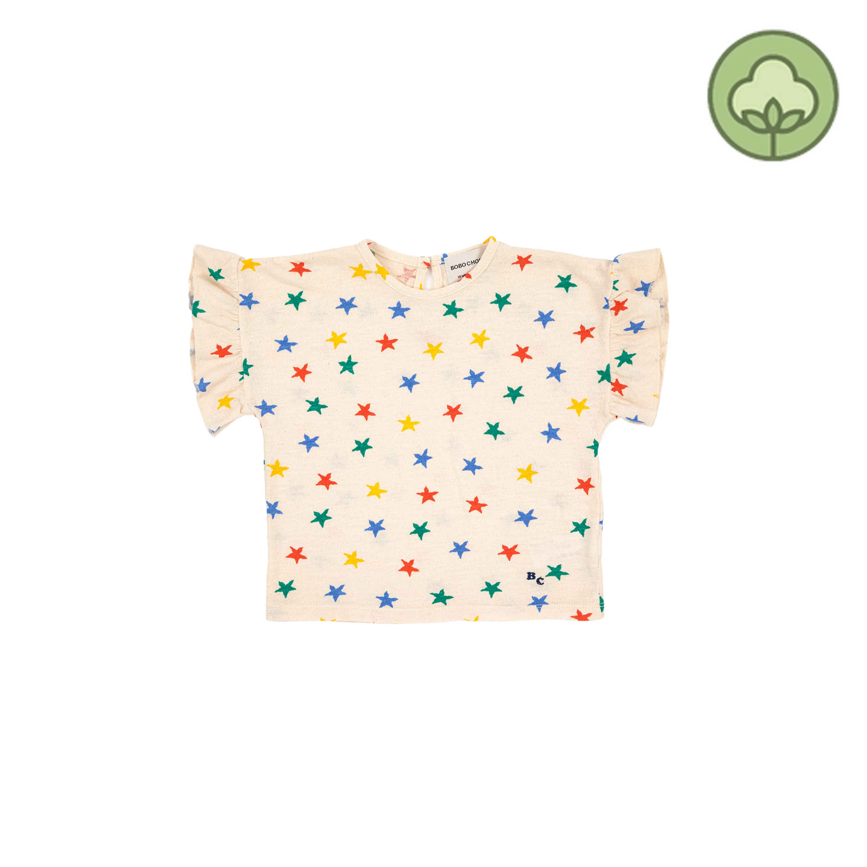 Bobo Choses Baby Multicolor Stars all over ruffle T-shirt