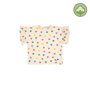 Bobo Choses Baby Multicolor Stars all over ruffle T-shirt