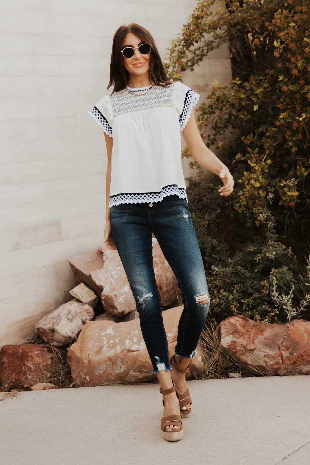 Bodil Lace Detail Top