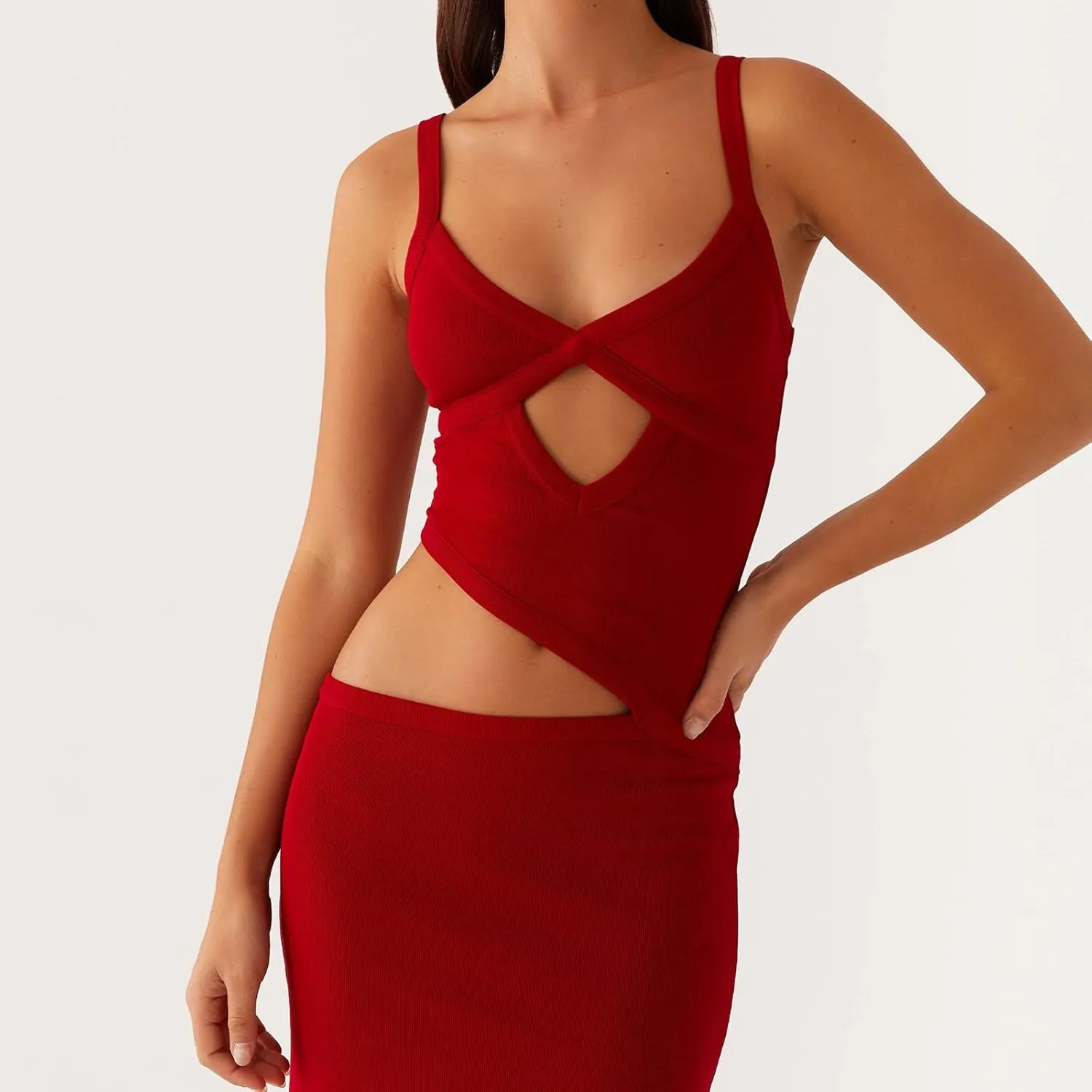 Bodycon Maxi Dress Women Sexy Sleeveless Cutout Low V Neck Spaghetti Strap Backless Solid Hollow Out Long Dresses