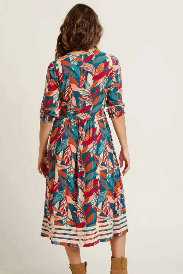 Brakeburn 16 Evergreen Leaves Midi Dress