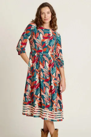 Brakeburn 16 Evergreen Leaves Midi Dress