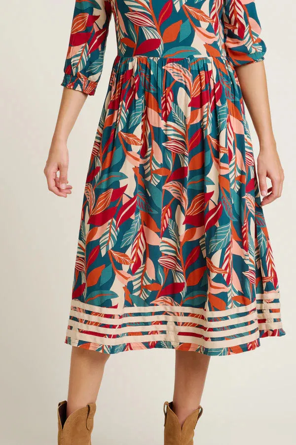 Brakeburn 16 Evergreen Leaves Midi Dress