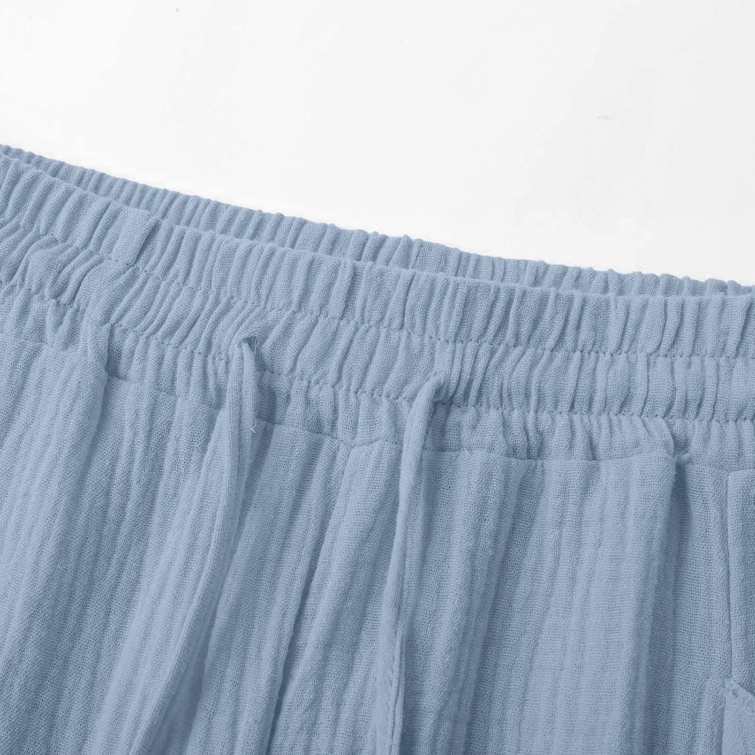 Capri Pants for Women High Waisted Drawstring Wide Leg Linen Beach Cropped Pant Summer Casual Baggy Lightweight Capris