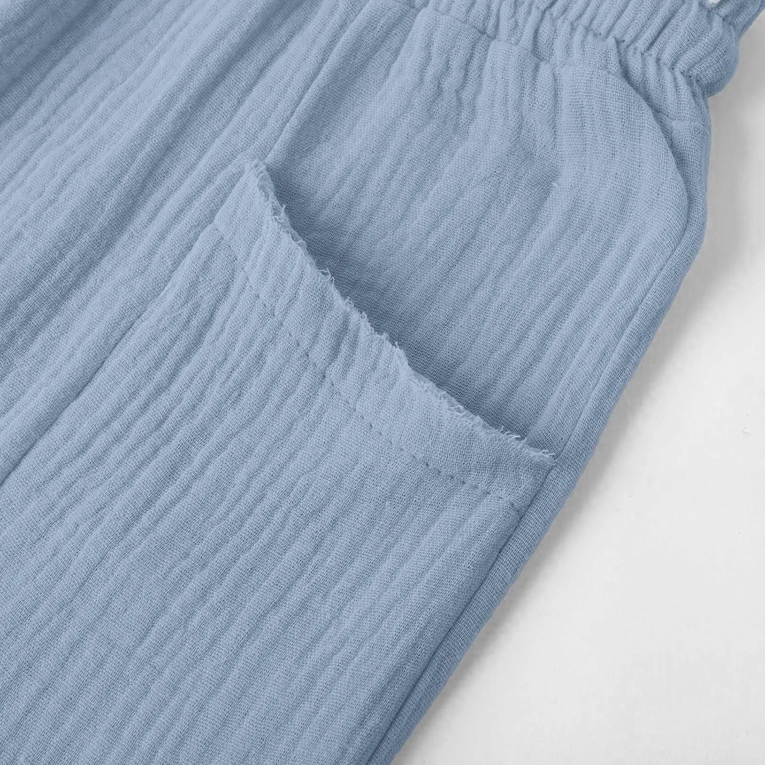 Capri Pants for Women High Waisted Drawstring Wide Leg Linen Beach Cropped Pant Summer Casual Baggy Lightweight Capris