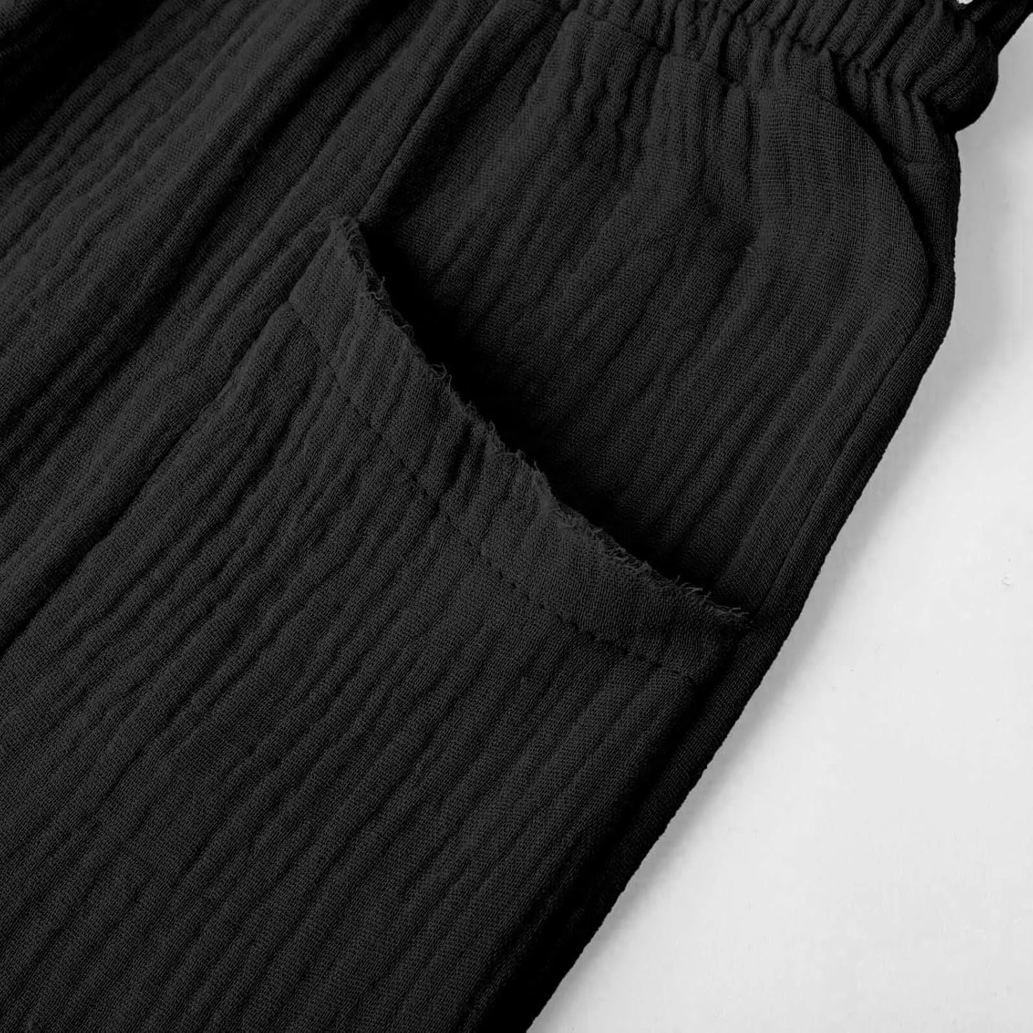 Capri Pants for Women High Waisted Drawstring Wide Leg Linen Beach Cropped Pant Summer Casual Baggy Lightweight Capris