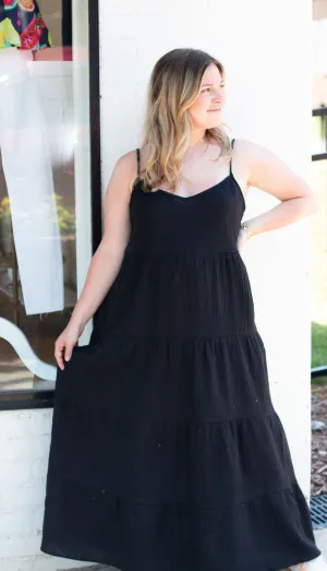 Caroline Maxi Dress | Black Gauze