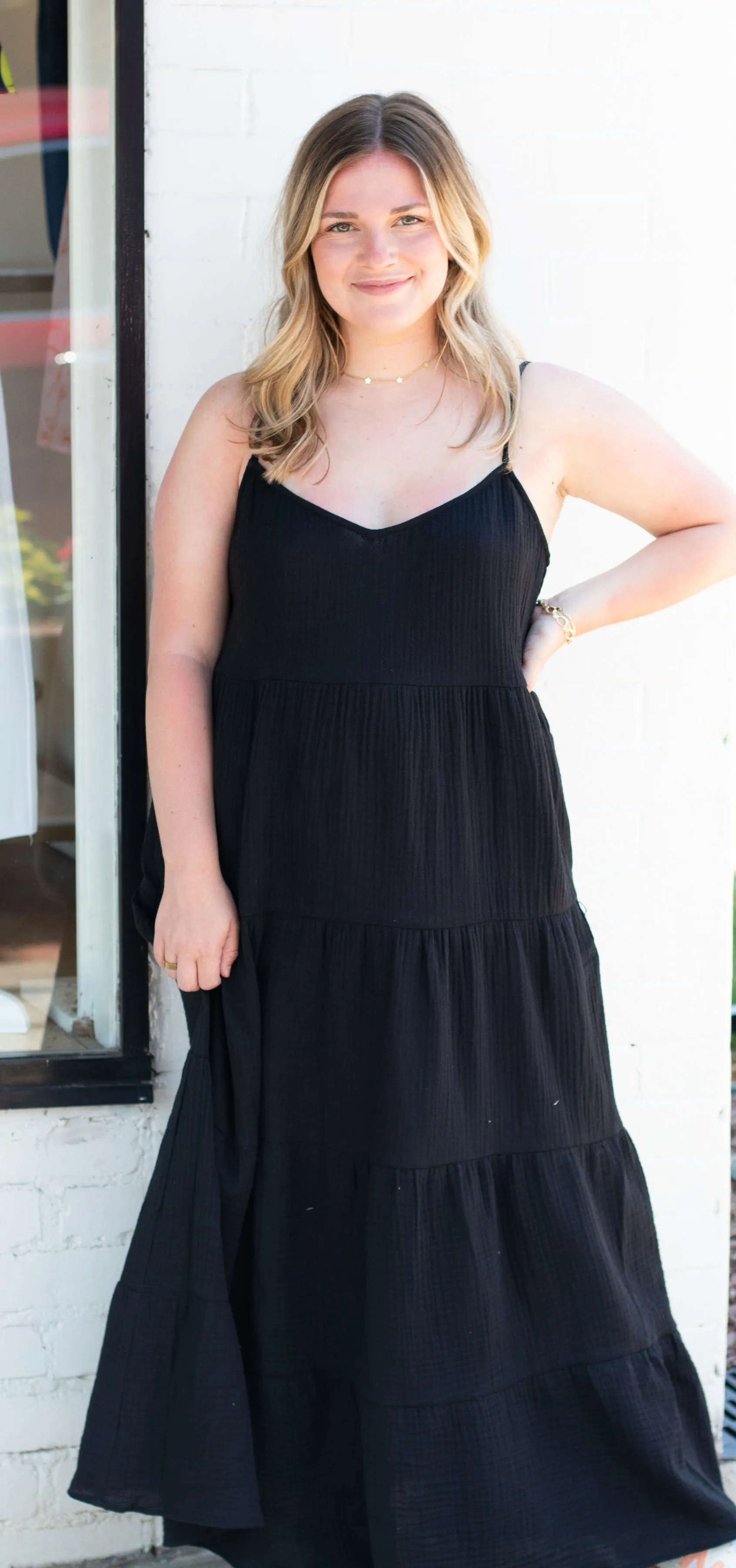 Caroline Maxi Dress | Black Gauze