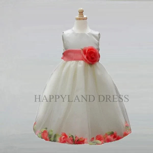 D596-1 Sash & Flower Petal Dress (10 Diff. Colors)