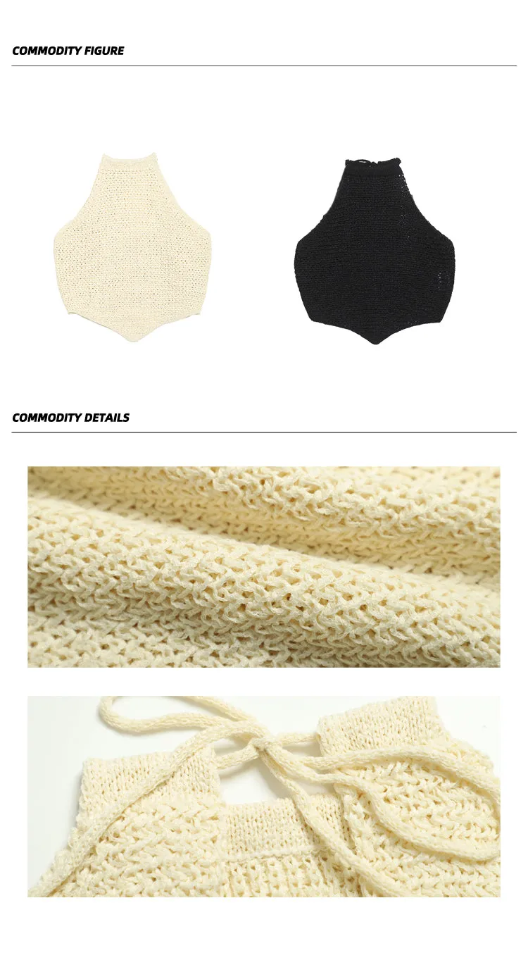 Dalia Solid Color Knitted Halter Sleeveless Top