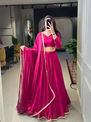 Deep Pink Rangoli Silk  Lehenga Choli