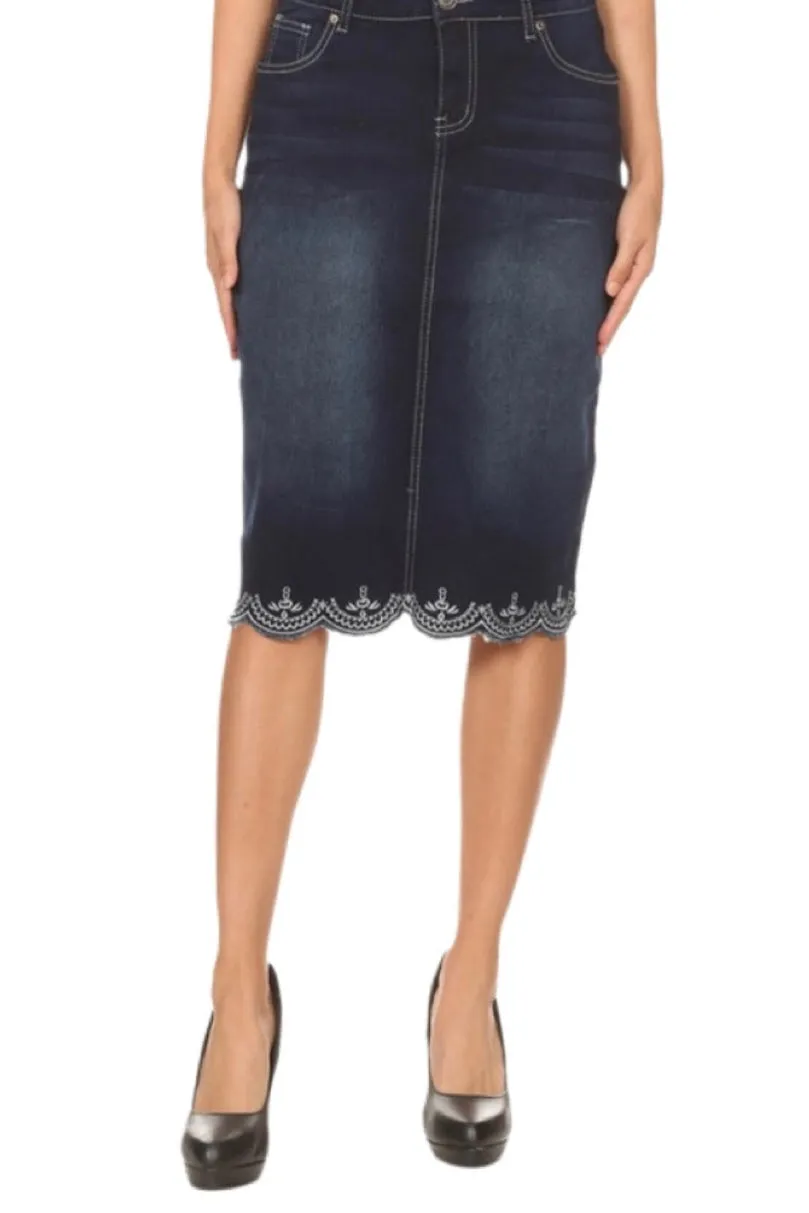 Denim Skirt with Lace Accent 77227