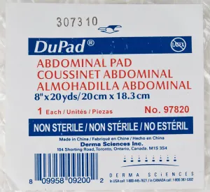 Derma Sciences 97820 Dupad Abdominal Pad Non-Sterile 8" x 20 Yards