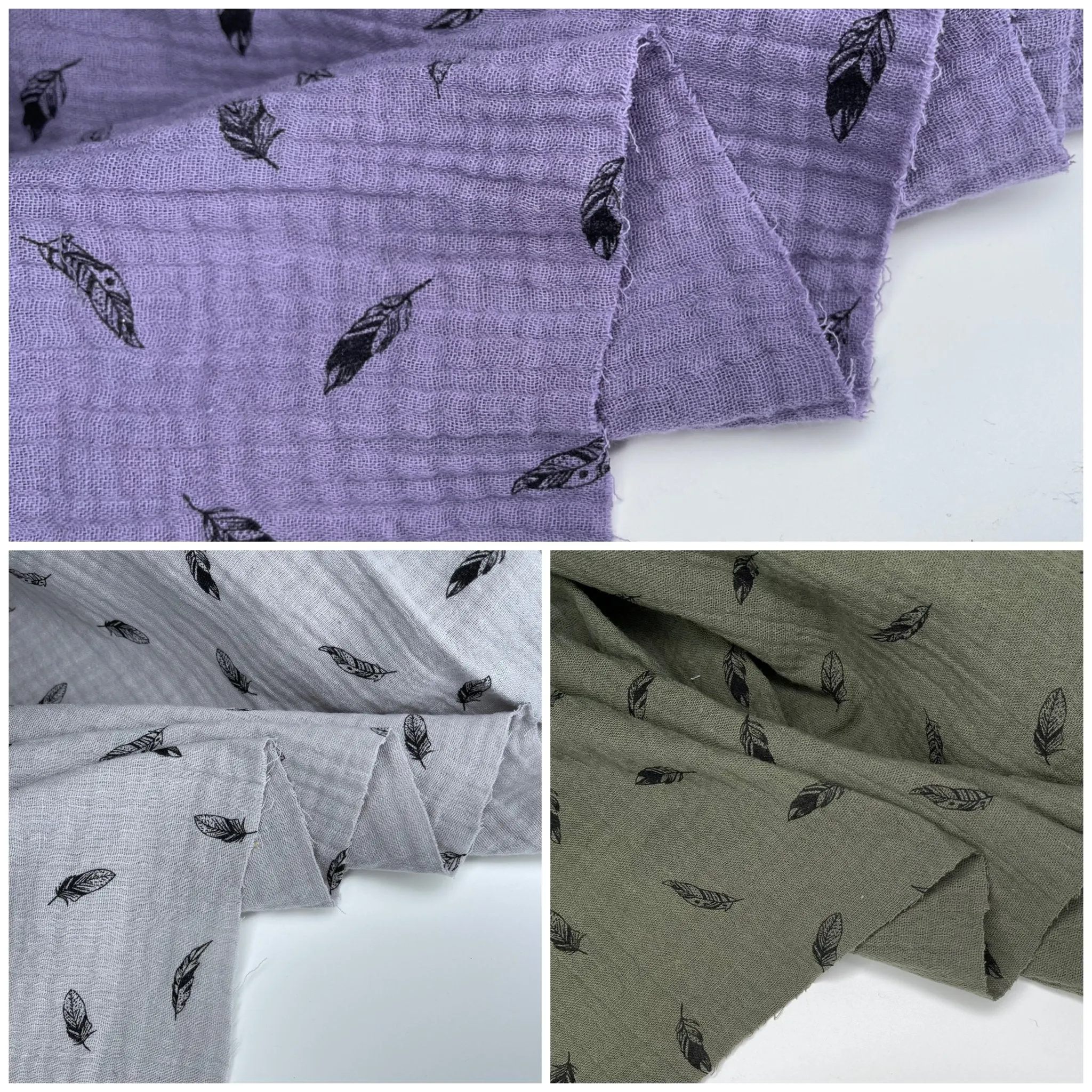 Double Gauze Feather Print