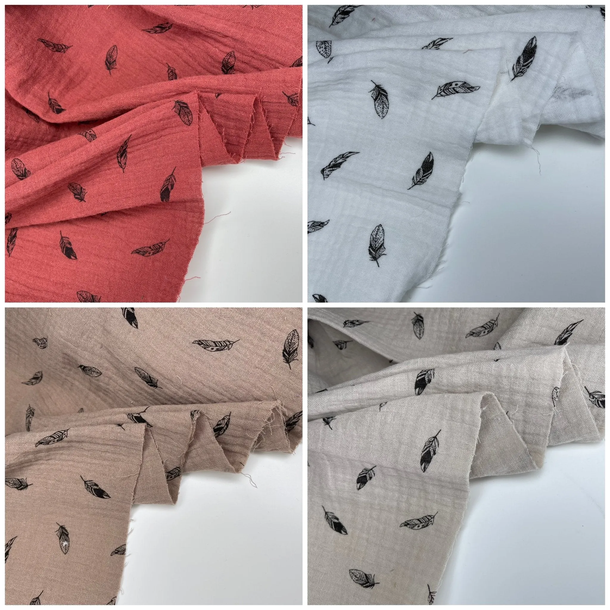 Double Gauze Feather Print