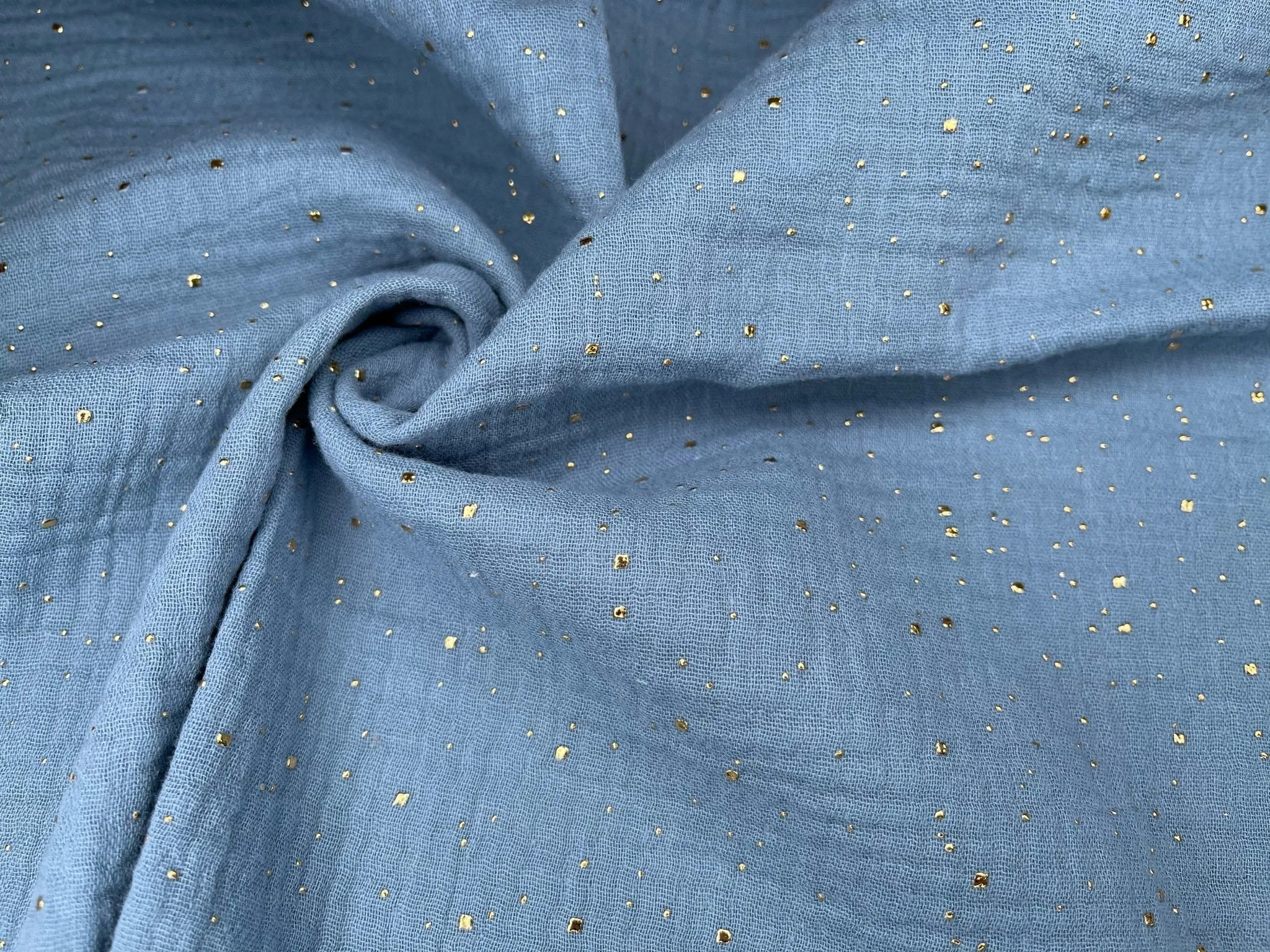 Double layered gauze muslin fabric with  gold stone drops studs