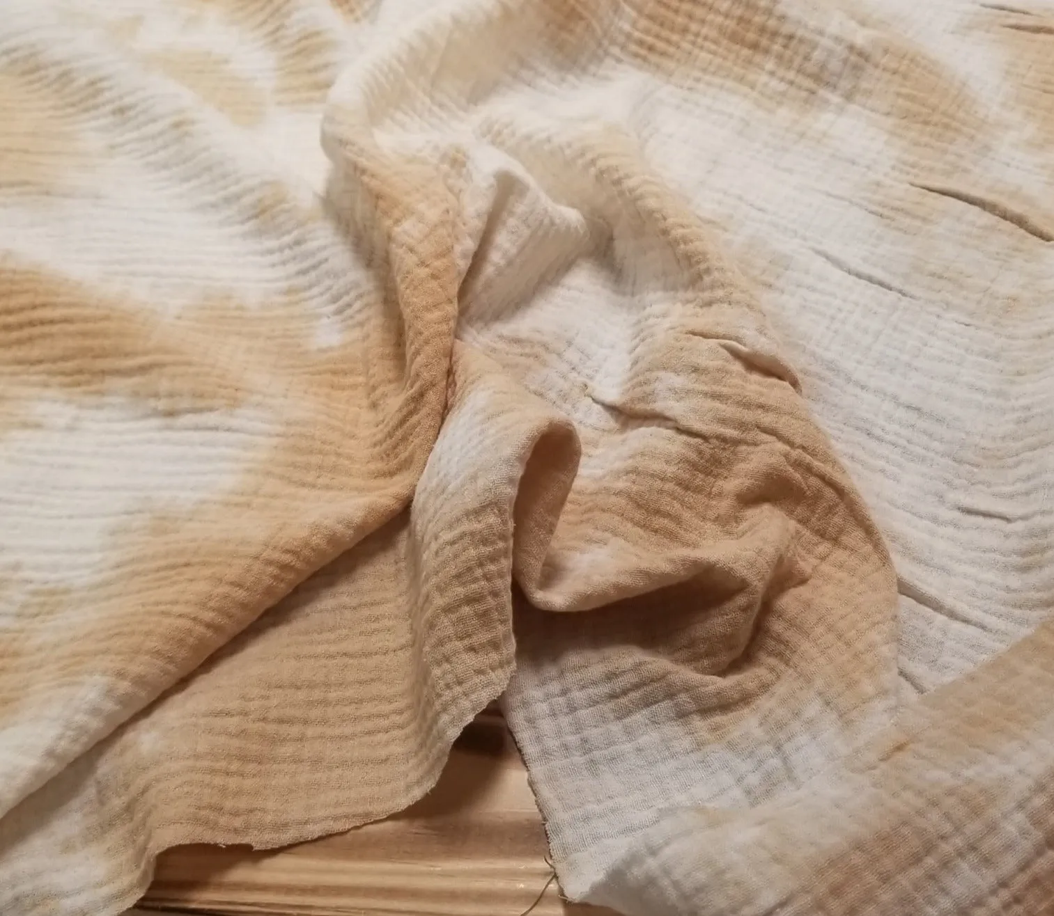 End of BOlt: 1-1/4th yards of Designer Deadstock Double Gauze Cotton Tie Dye Woven- remnant