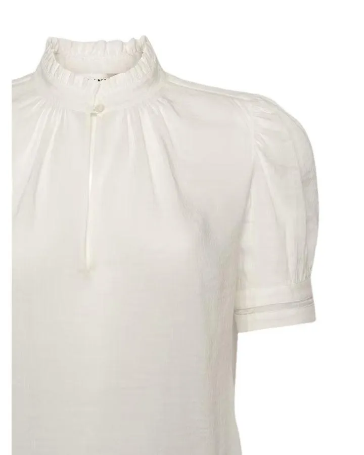 Frame Ruffle Collar Inset Lace Top