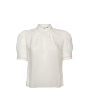 Frame Ruffle Collar Inset Lace Top