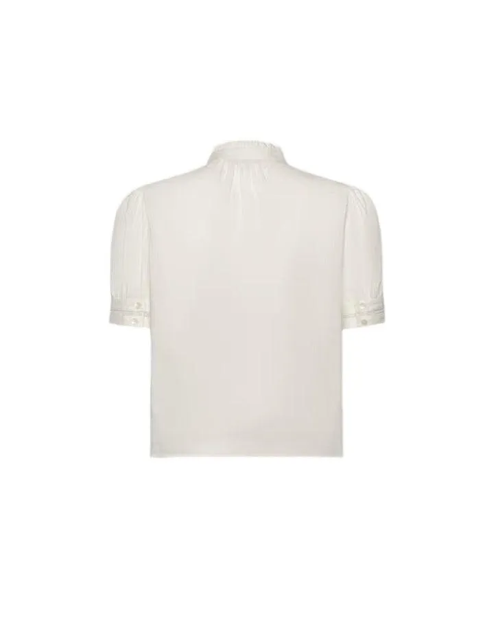 Frame Ruffle Collar Inset Lace Top