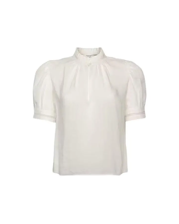 Frame Ruffle Collar Inset Lace Top