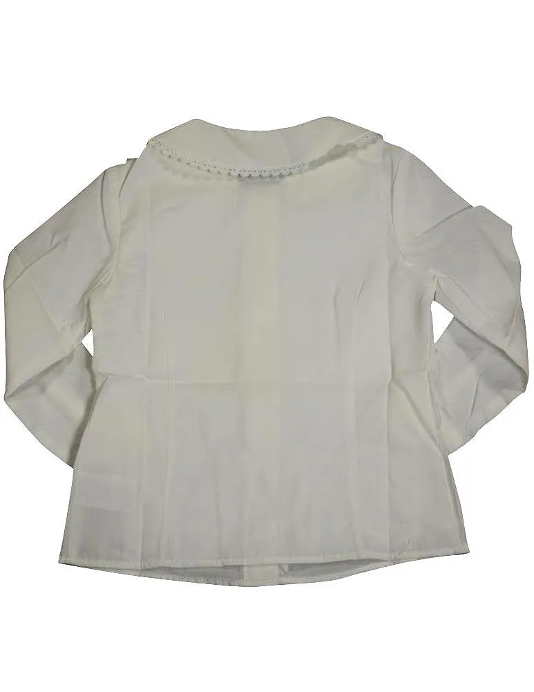 French Toast Uniform Girls 4-20 Long Sleeve Feminine Fit Peter Pan Lace Trim Blo, 35047