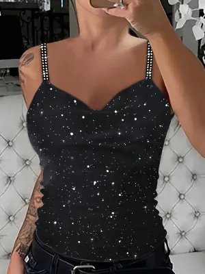 Galaxy Print Spaghetti Strap Tank Top for Summer Style
